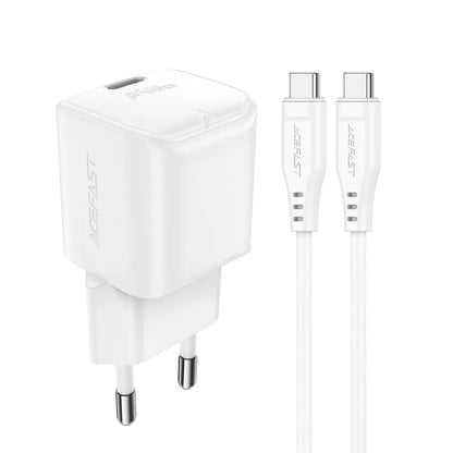 Network Charger with USB-C Cable Acefast A77, 30W, 3A, 1 x USB-C, White
