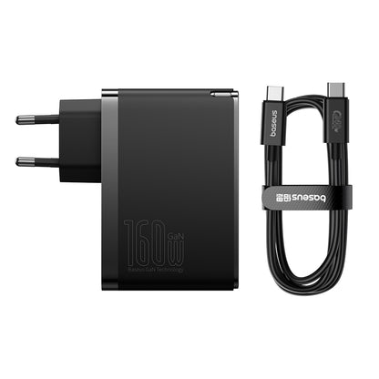 Cargador de Red con Cable USB-C Baseus GaN5 Pro, 160W, 5A, 1 x USB-A - 2 x USB-C, Negro P10110825113-00