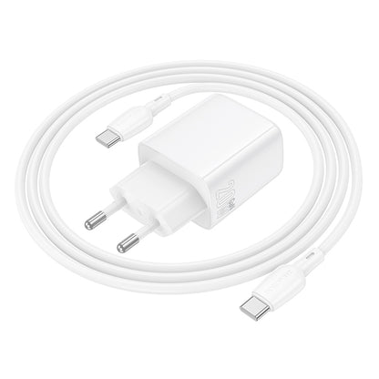 Cargador de Red con Cable USB-C Borofone BN27 Fuente, 20W, 3A, 1 x USB-A - 1 x USB-C, Blanco
