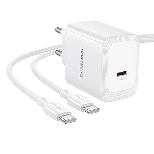 Cargador de Red con Cable USB-C Borofone BN33 Fuente, 40W, 1 x USB-C, Blanco