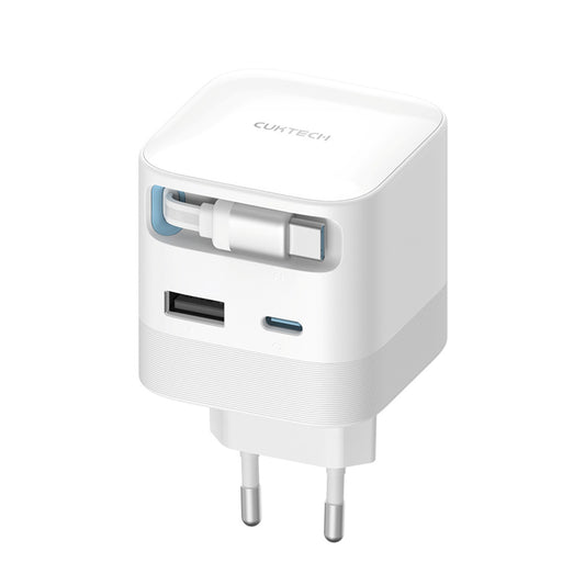Cargador de Red con Cable USB-C Cuktech, 67W, 3.25A, 1 x USB-A - 1 x USB-C, Blanco CUKA653WEUWT
