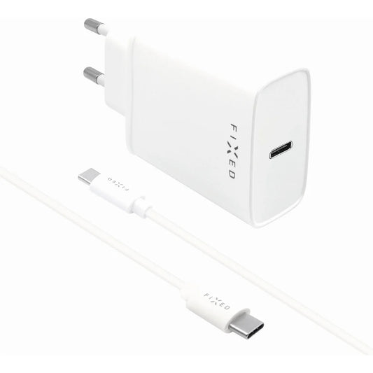 Cargador de Red con Cable USB-C Fixed, 20W, 3A, 1 x USB-C, Blanco