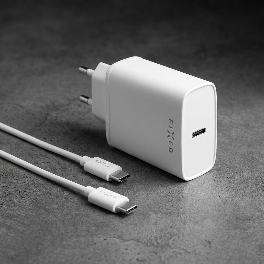 Cargador de Red con Cable USB-C Fixed, 20W, 3A, 1 x USB-C, Blanco