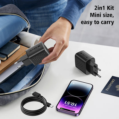 Network Charger with USB-C Cable Lito LC13T, 20W, 3A, 1 x USB-C, Black