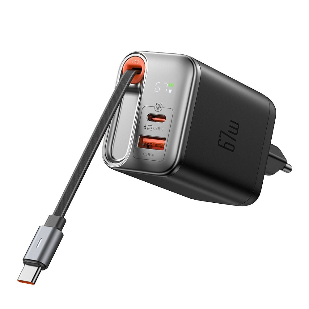 Cargador de Red con Cable USB-C McDodo CH-4100 FreeGo Display, 67W, 3.35A, 1 x USB-A - 1 x USB-C, Negro