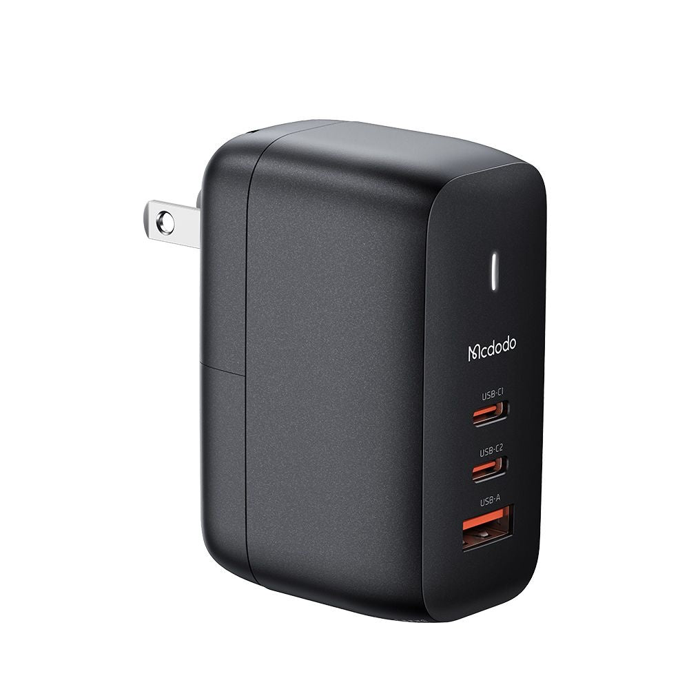 Cargador de Red con Cable USB-C McDodo CH-8442 Mecha Travel, 65W, 5A, 1 x USB-A - 2 x USB-C, Negro