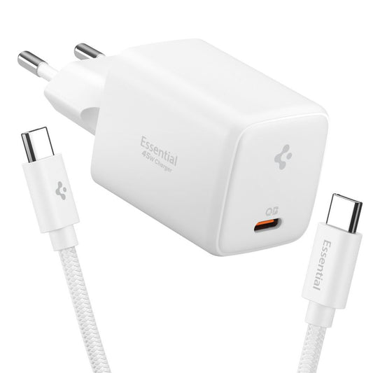 Cargador de Red con Cable USB-C Spigen EE451EU Essential, 45W, 3A, 1 x USB-C, Blanco ACH09473