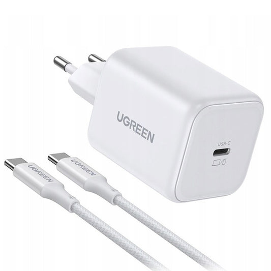 Cargador de Red con Cable USB-C UGREEN X524 (65055), 45W, 3A, 1 x USB-C, Blanco