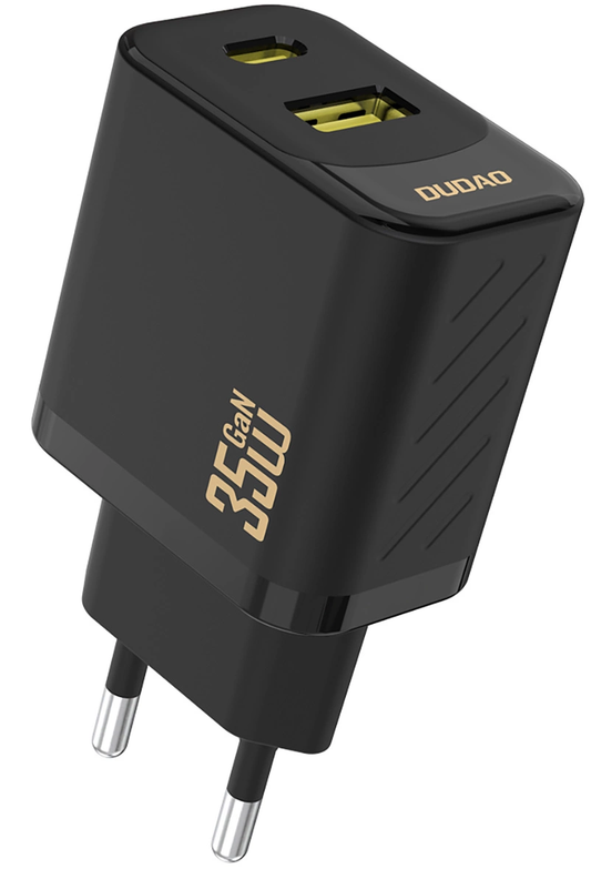 Cargador de Red Dudao A27 Max, 35W, 1 x USB-A - 1 x USB-C, Negro
