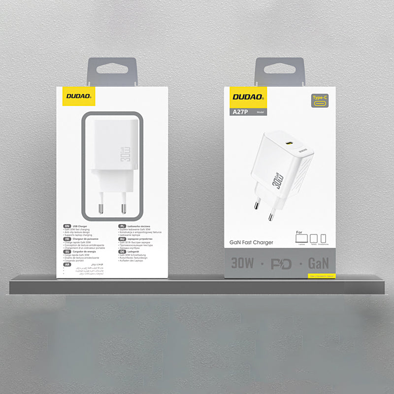Cargador de Red Dudao A27P, 30W, 3A, 1 x USB-C, Blanco