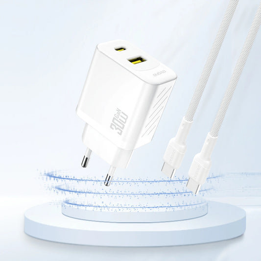 Dudao A27TEU Network Charger, 30W, 3A, 1 x USB-A - 1 x USB-C, White