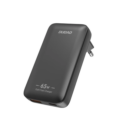 Dudao A65Q Travel Network Charger, 65W, 3.25A, 1 x USB-A - 1 x USB-C, Black