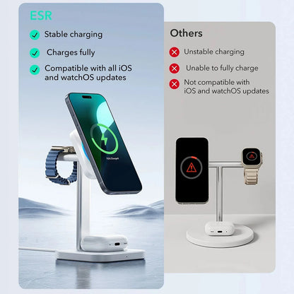 Cargador de Red Inalámbrico ESR CryoBoost 3en1, 25W, 1.67A, Negro