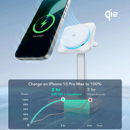 Cargador de Red Inalámbrico ESR CryoBoost 3en1, 25W, 1.67A, Negro