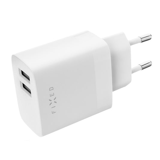 Cargador de Red Fixed, 17W, 3A, 2 x USB-A, Blanco