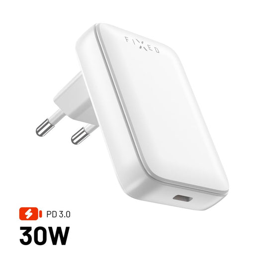 Cargador de Red Fixed, 30W, 3A, 1 x USB-C, Blanco