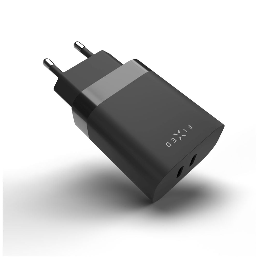 Cargador de Red Fixed, 35W, 3A, 2 x USB-C, Negro