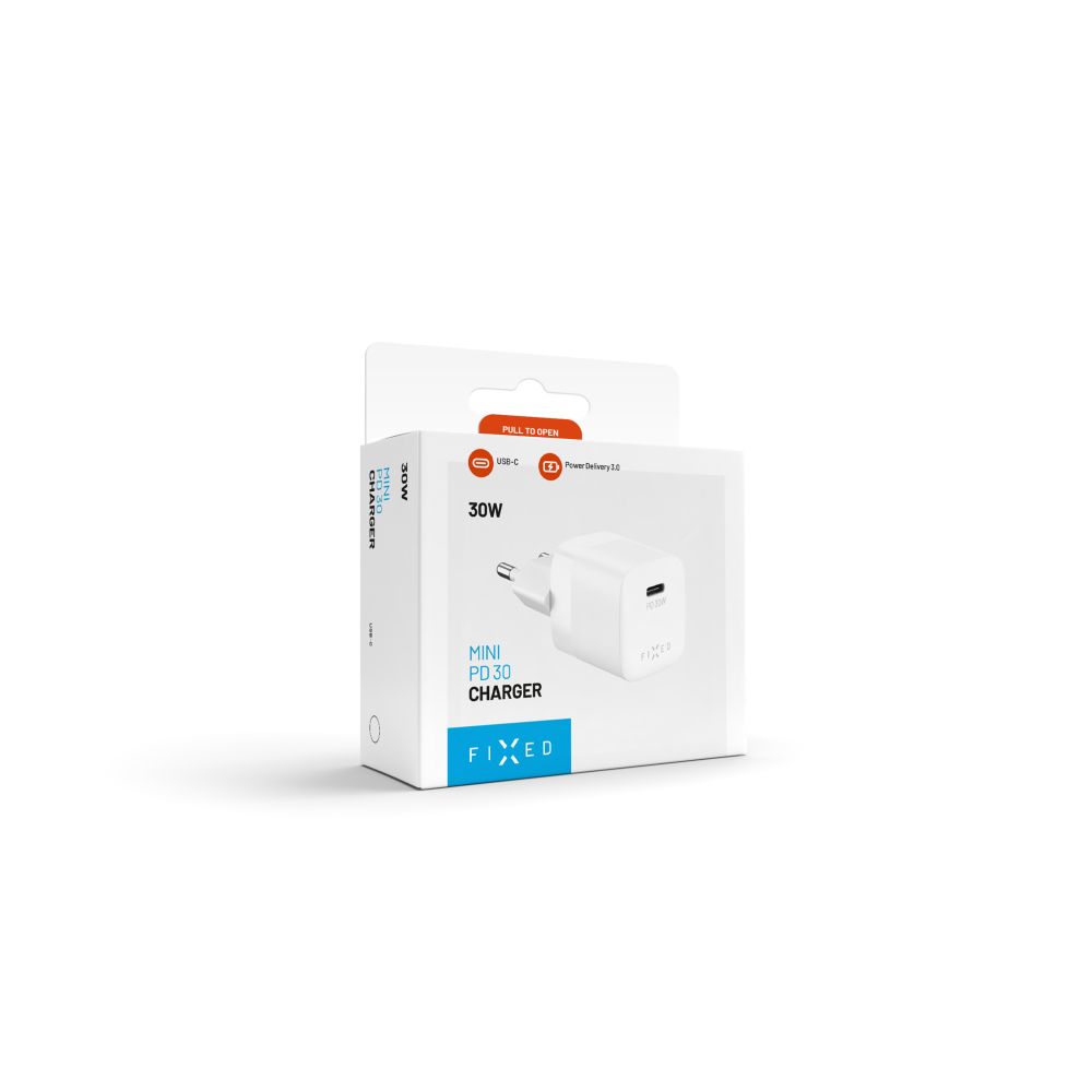 Cargador de Red Fixed Mini, 30W, 3A, 1 x USB-C, Blanco