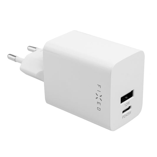 Cargador de Red Fixed Mini, 45W, 3A, 1 x USB-A - 1 x USB-C, Blanco