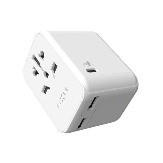 Cargador de Red Fixed Travel, 30W, 3A, 2 x USB-A - 1 x USB-C, Blanco