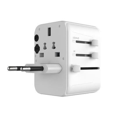 Cargador de Red Fixed Travel, 30W, 3A, 2 x USB-A - 1 x USB-C, Blanco