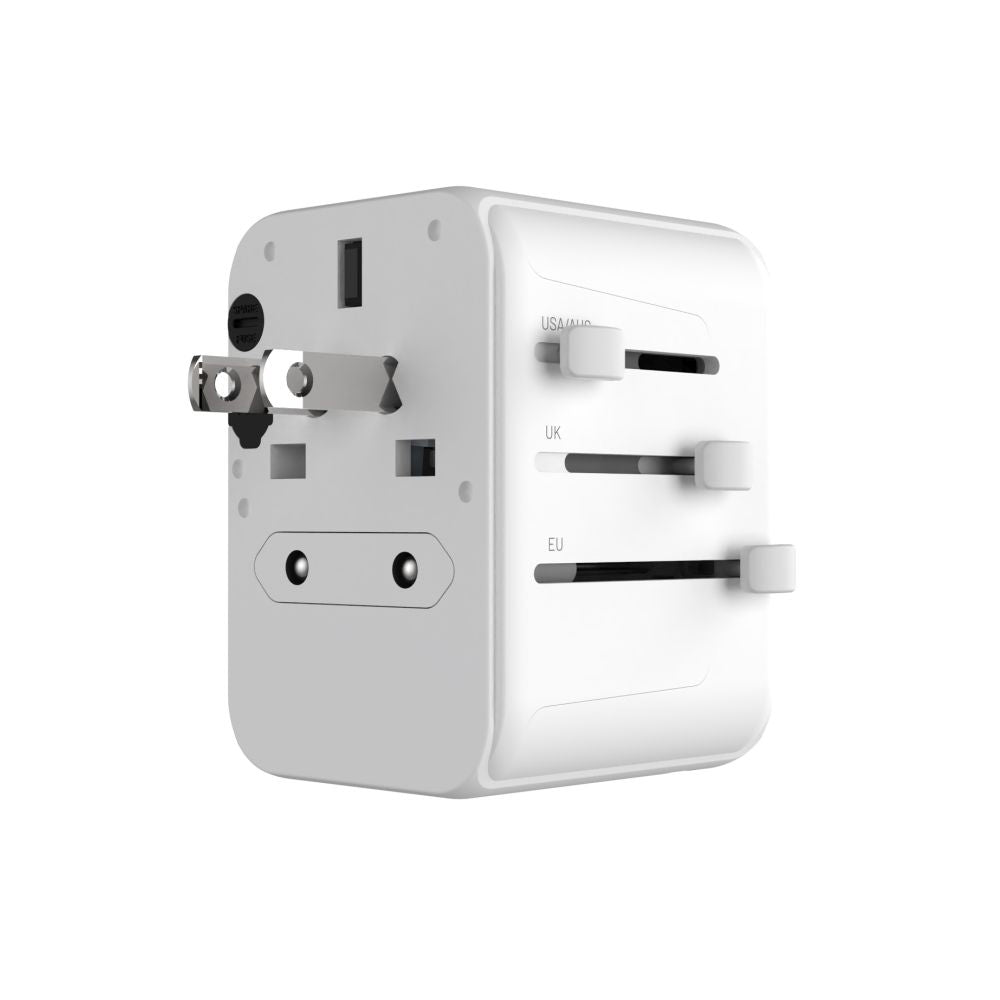 Cargador de Red Fixed Travel, 30W, 3A, 2 x USB-A - 1 x USB-C, Blanco