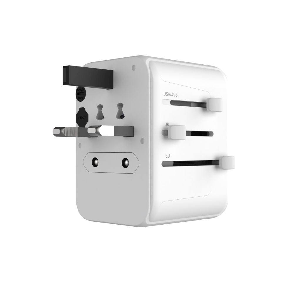 Cargador de Red Fixed Travel, 30W, 3A, 2 x USB-A - 1 x USB-C, Blanco