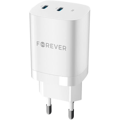 Cargador de Red Forever TC-05-35CC, 35W, 3A, 2 x USB-C, Blanco