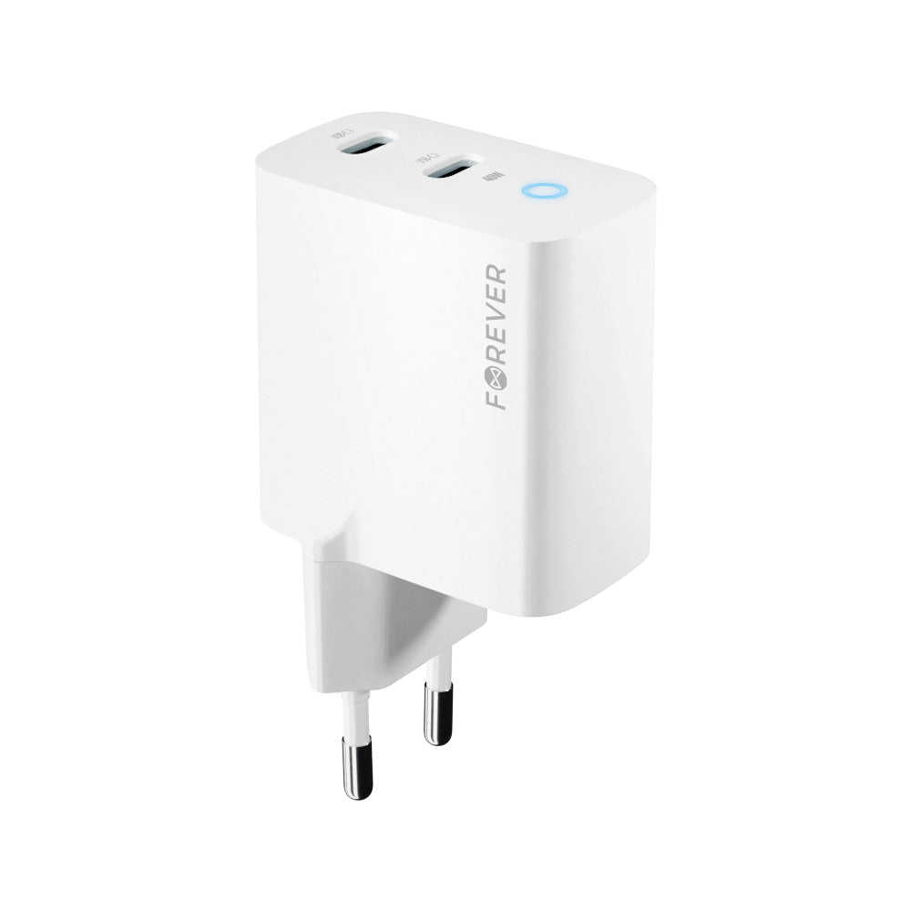 Forever Network Charger TC-06-40CC, 40W, 3A, 2 x USB-C, Blanco 