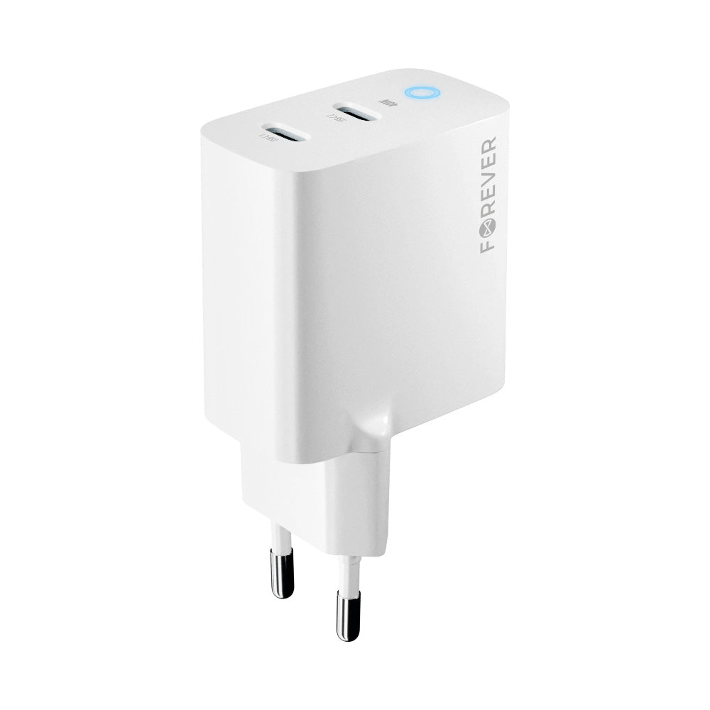 Forever Network Charger TC-06-40CC, 40W, 3A, 2 x USB-C, Blanco 