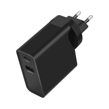 Cargador de red GVDA, 65 W, 3 A, 1 x USB-A - 1 x USB-C, negro 