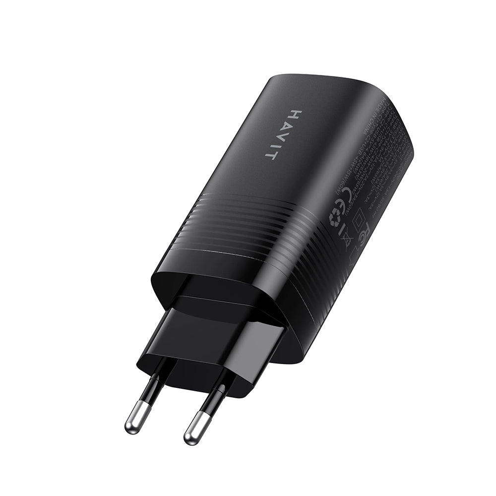 Cargador de Red HAVIT UC20, 65W, 3A, 1 x USB-A - 2 x USB-C, Negro