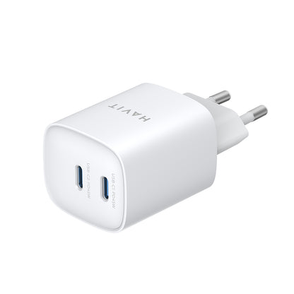 Cargador de Red HAVIT UC45W, 45W, 3A, 2 x USB-C, Blanco