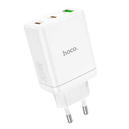 Cargador de red HOCO N33, 35W, 3A, 1 x USB-A - 2 x USB-C, Blanco 