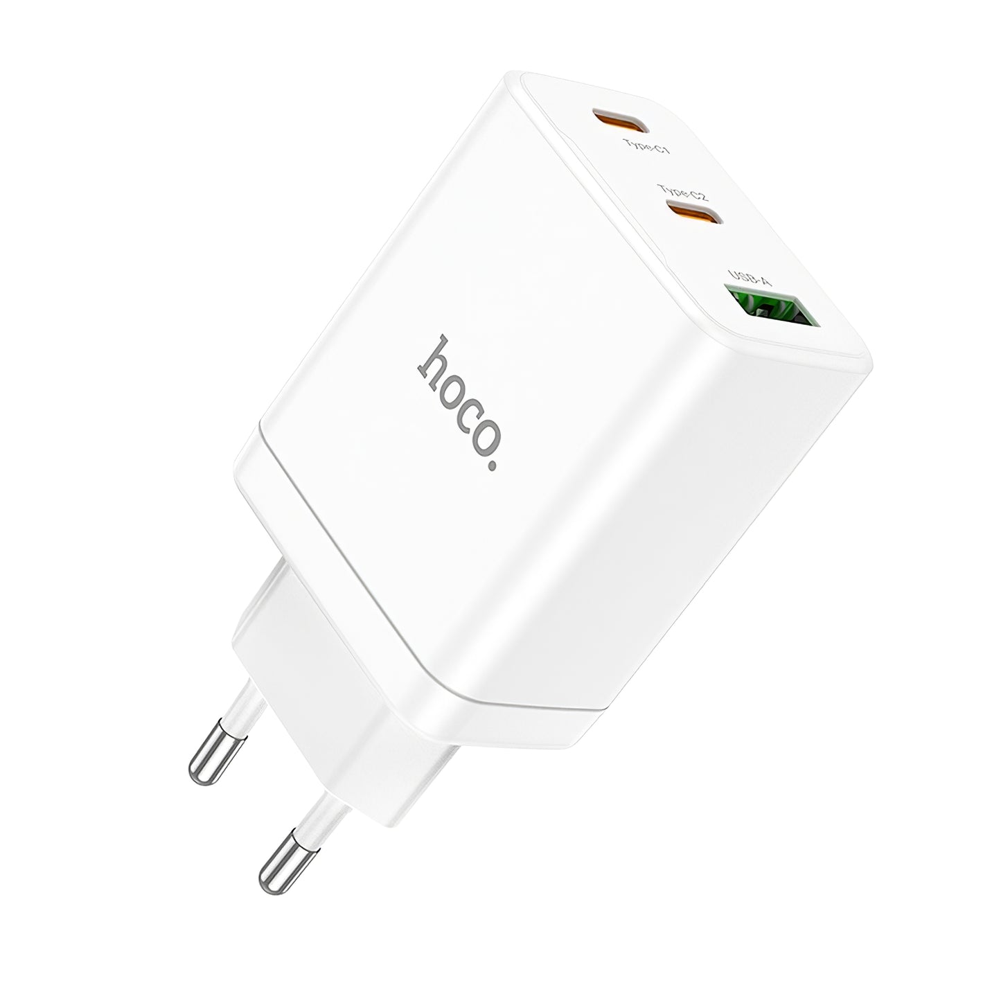 Cargador de red HOCO N33, 35W, 3A, 1 x USB-A - 2 x USB-C, Blanco 