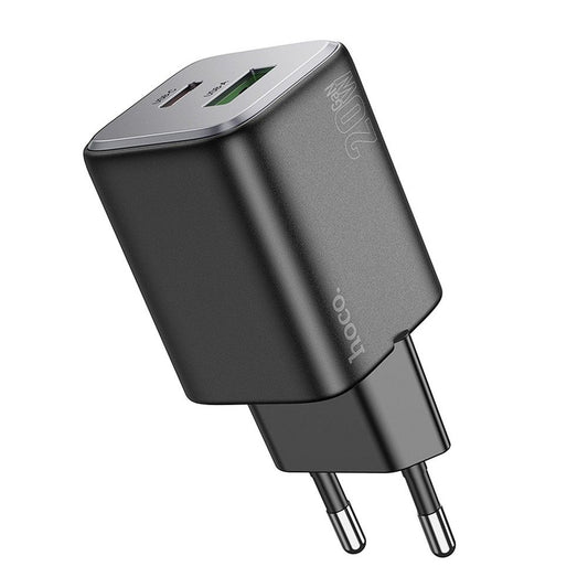Cargador de Red HOCO N41, 20W, 3A, 1 x USB-A - 1 x USB-C, Negro