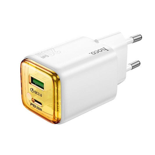 Cargador de Red HOCO N52, 20W, 3A, 1 x USB-A - 1 x USB-C, Blanco