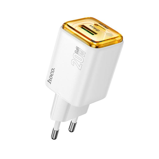 Cargador de Red HOCO N52, 20W, 3A, 1 x USB-A - 1 x USB-C, Blanco