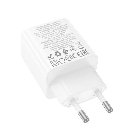 Cargador de Red HOCO N56, 30W, 3A, 2 x USB-A - 2 x USB-C, Blanco