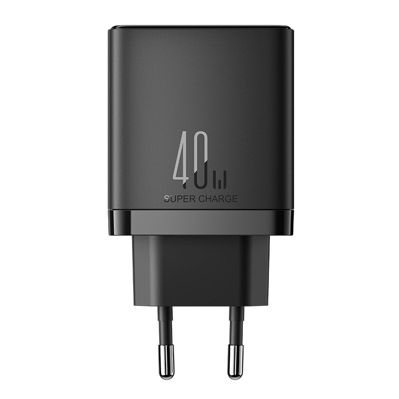 Cargador de red Joyroom JR-TCF09, 40W, 3A, 2 x USB-C, Negro 