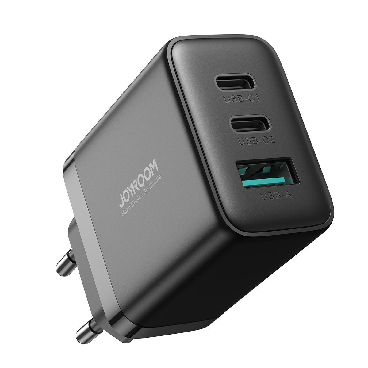 Cargador de red Joyroom JR-TCF10, 32W, 3A, 1 x USB-A - 2 x USB-C, Negro 