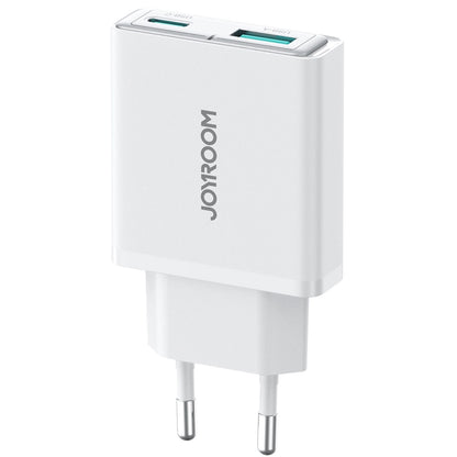 Cargador de red Joyroom JR-TCF14, 20W, 3A, 1 x USB-A - 1 x USB-C, Blanco 