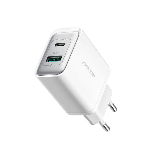 Cargador de Red Joyroom JR-TCF15, 30W, 5A, 1 x USB-A - 1 x USB-C, Blanco