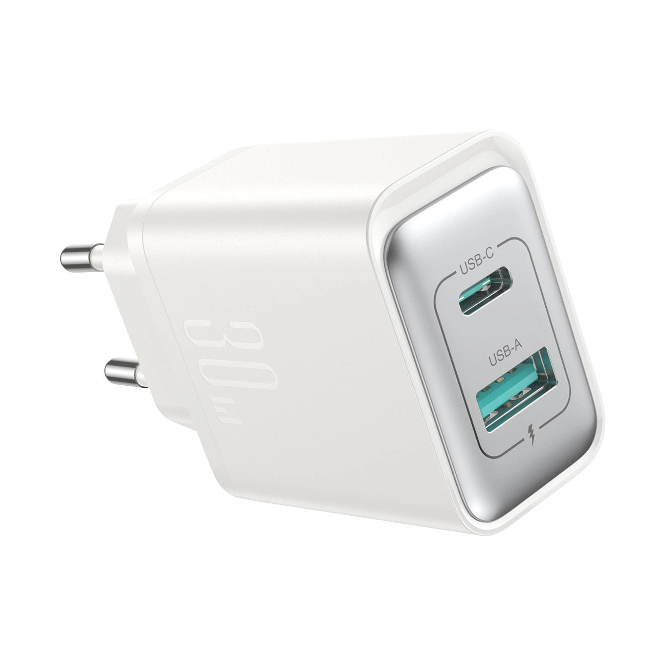 Cargador de Red Joyroom JR-TCF15, 30W, 5A, 1 x USB-A - 1 x USB-C, Blanco