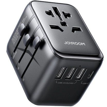 Cargador de red Joyroom JR-TCW01 Travel, 17W, 3A, 1 x USB-C - 3 x USB-A, Negro 