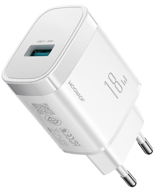 Cargador de Red Joyroom JR-TF4, 18W, 3A, 1 x USB-A, Blanco