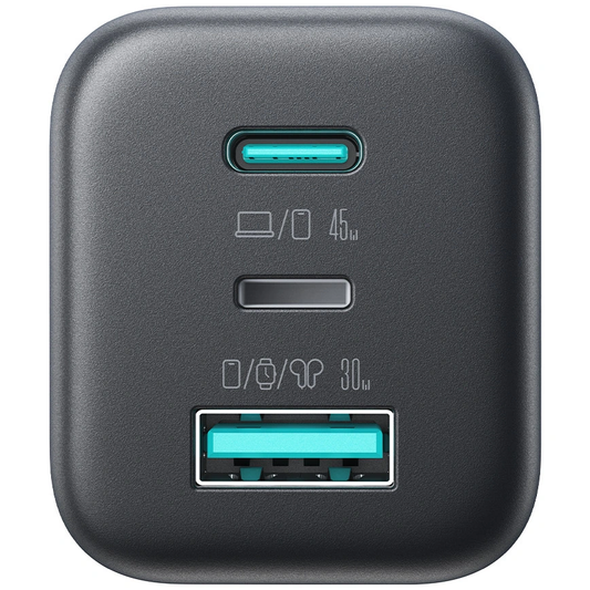 Cargador de Red Joyroom JR-TO1, 45W, 3A, 1 x Lightning - 1 x USB-A - 1 x USB-C, Negro