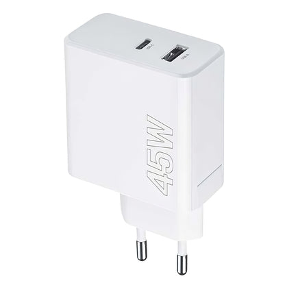 Cargador de red MaXlife MXTC-07-45AC, 45W, 3A, 1 x USB-A - 1 x USB-C, Blanco