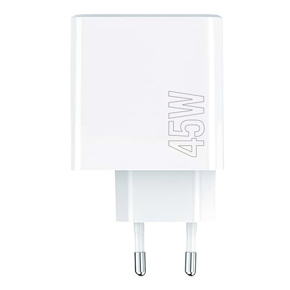 Cargador de red MaXlife MXTC-07-45AC, 45W, 3A, 1 x USB-A - 1 x USB-C, Blanco