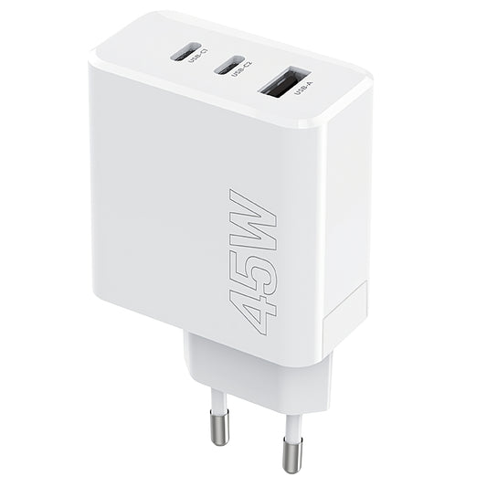 Cargador de red MaXlife MXTC-07-45ACC, 45W, 3A, 1 x USB-A - 2 x USB-C, Blanco 